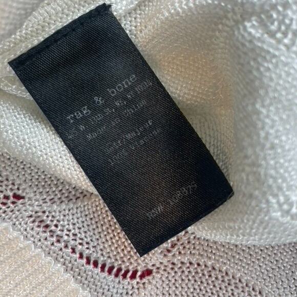 RAG & BONE Crocheted Crop Summer Sweater Womens (M) Boho White Soft Lightweight - Picture 9 of 9